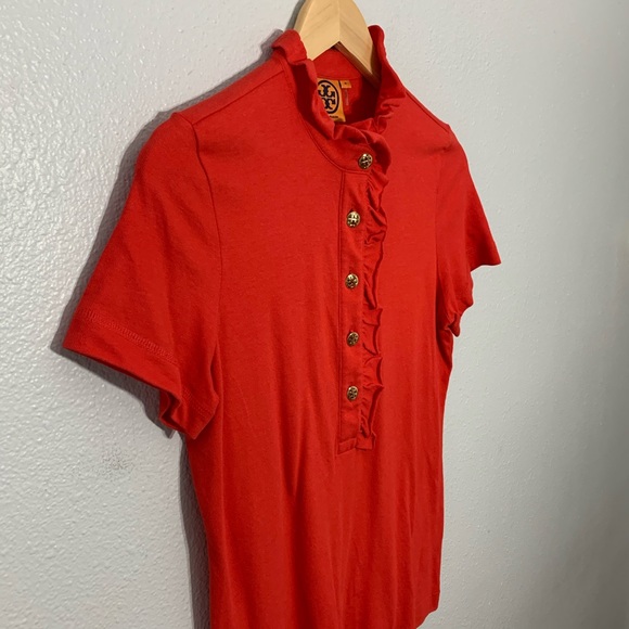 Tory Burch Red Polo Shirt w/ buttons - Picture 4 of 7